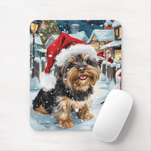 Biewer Terrier Dog Winter Wonderland Christmas Joy Mousepad (Mit Mouse)