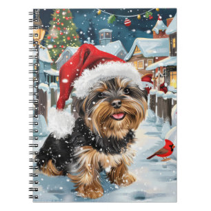 Biewer Terrier Dog Winter Wonderland Christmas Joy Notizblock