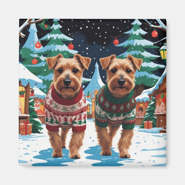 Biewer Terrier Dogs Christmas Snow Holiday Magnet (Vorne)