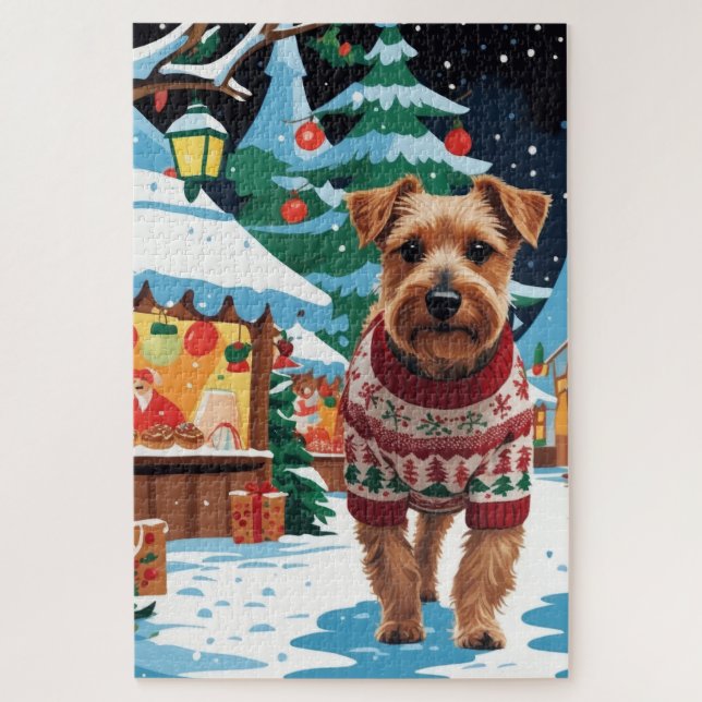 Biewer Terrier Dogs Christmas Snow Holiday Puzzle (Vertikal)