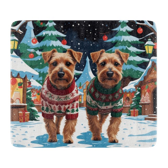 Biewer Terrier Dogs Christmas Snow Holiday Schneidebrett (Vorderseite)