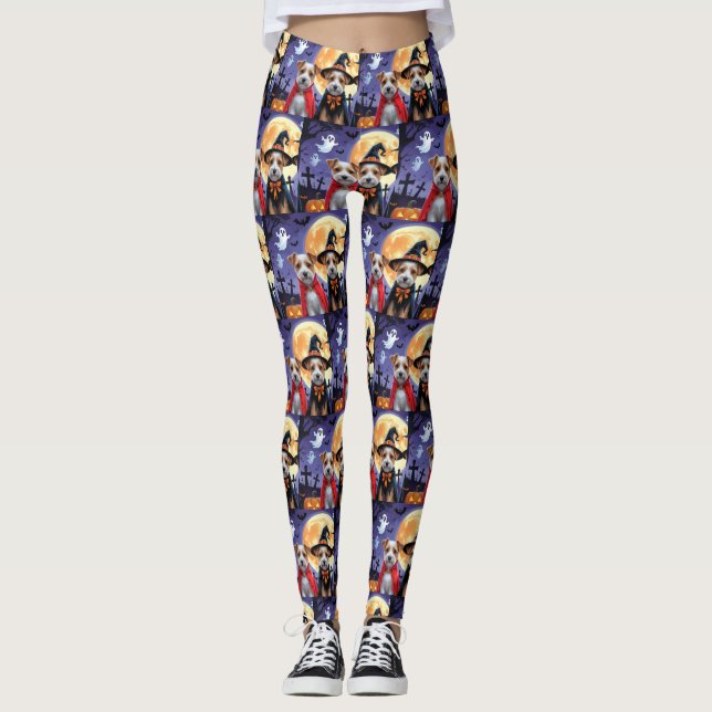 Biewer Terrier Dogs Pumpkin Halloween Funny Leggings (Vorderseite)
