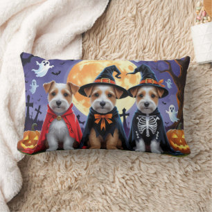 Biewer Terrier Dogs Pumpkin Halloween Funny Lendenkissen
