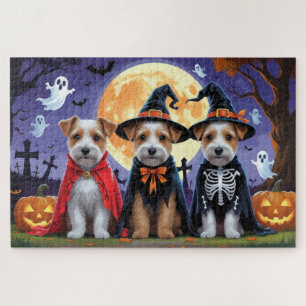 Biewer Terrier Dogs Pumpkin Halloween Funny Puzzle