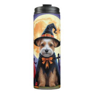 Biewer Terrier Dogs Pumpkin Halloween Funny Thermosbecher