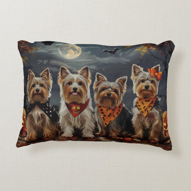 Biewer Terrier Halloween Spooky Dekokissen (Rückseite)