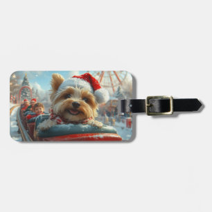 Biewer Terrier Hund Achterbahn Weihnachten Gepäckanhänger