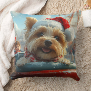 Biewer Terrier Hund Achterbahn Weihnachten Kissen