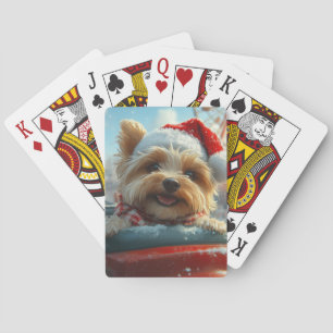 Biewer Terrier Hund Achterbahn Weihnachten Spielkarten