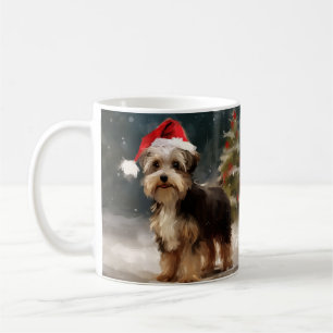 Biewer Terrier Hund im Schnee Weihnachten Kaffeetasse