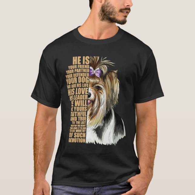 Biewer Terrier Hund Niedlich Zeichnend Inspiration T-Shirt (Vorderseite)