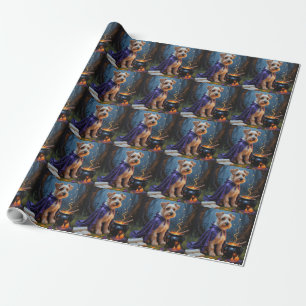 Biewer Terrier Hund Whimsical Halloween-Malerei Geschenkpapier