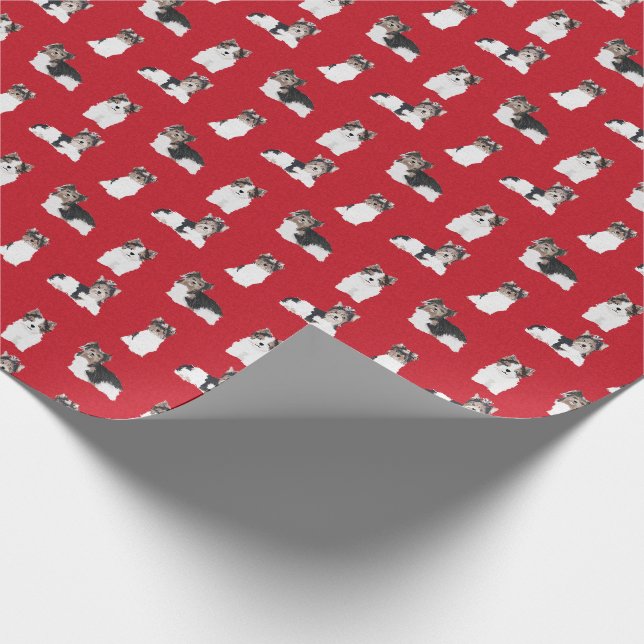 Biewer Terrier Hundeschlitten Geschenkpapier (Ecke)