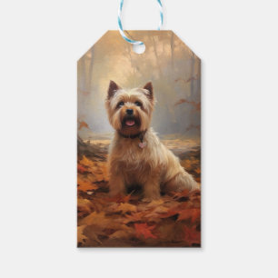 Biewer Terrier im Herbst Laubfall inspiriert Geschenkanhänger