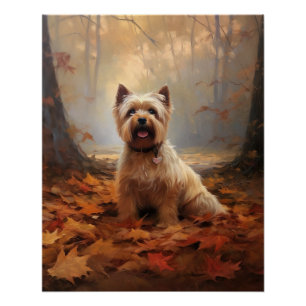 Biewer Terrier im Herbst Laubfall inspiriert Poster