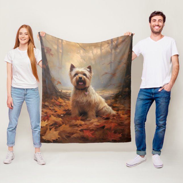Biewer Terrier im Herbst Leaves Fall Inspiriert Fleecedecke (Beispiel)