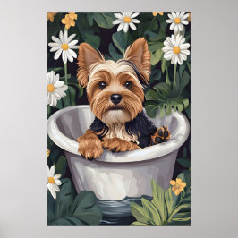 Biewer Terrier in der Badewanne Poster, Lustiger H Poster
