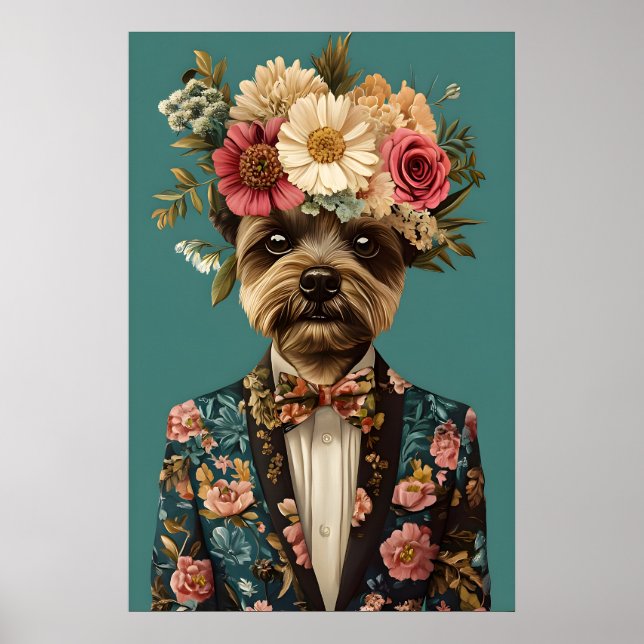 Biewer Terrier In Suit Poster, Biewer Terrier Poster (Vorne)
