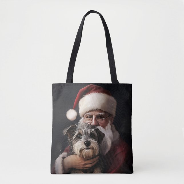 Biewer Terrier mit Santa Claus Festive Weihnachten (Vorderseite)