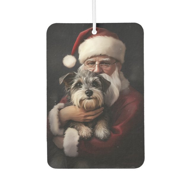 Biewer Terrier mit Weihnachtsfeiern Autolufterfrischer (Vorderseite)