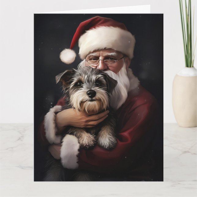 Biewer Terrier mit Weihnachtsfeiern Karte (Vorderseite)