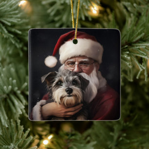 Biewer Terrier mit Weihnachtsfeiern Keramikornament