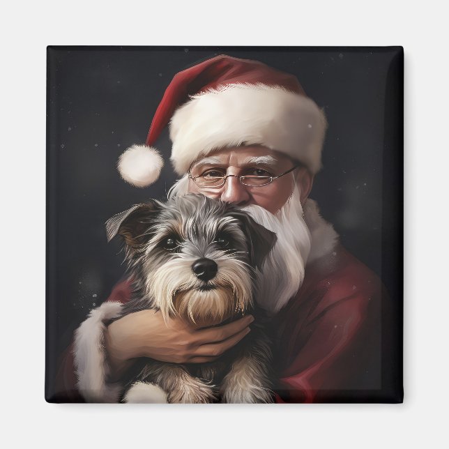 Biewer Terrier mit Weihnachtsfeiern Magnet (Vorne)
