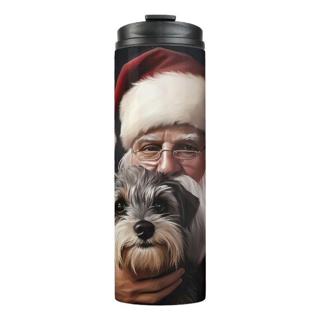 Biewer Terrier mit Weihnachtsfeiern Thermosbecher (Vorderseite)