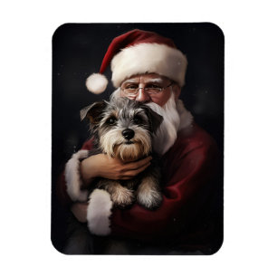 Biewer Terrier mit Weihnachtsmann Festliches Weihn Magnet