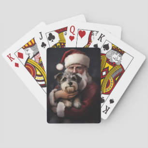 Biewer Terrier mit Weihnachtsmann Festliches Weihn Spielkarten