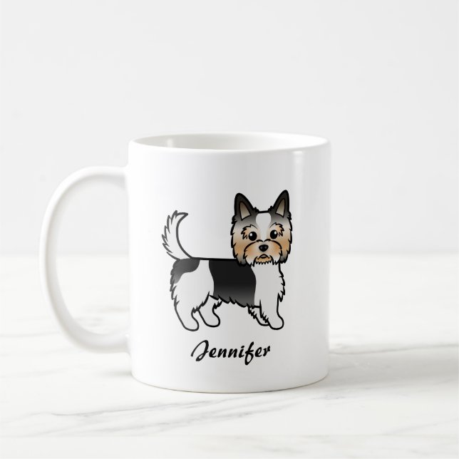 Biewer Terrier Niedlich Cartoon Dog & Name Kaffeetasse (Links)