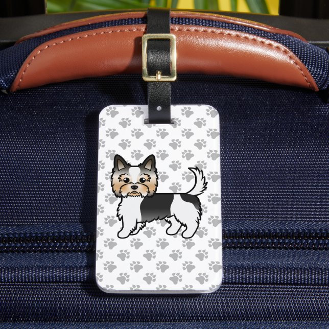 Biewer Terrier Niedlich Cartoon Dog & Text Gepäckanhänger (Vorderseite Insitu 2)