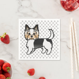 Biewer Terrier Niedlich Cartoon Dog Zeichnend & Pa Serviette