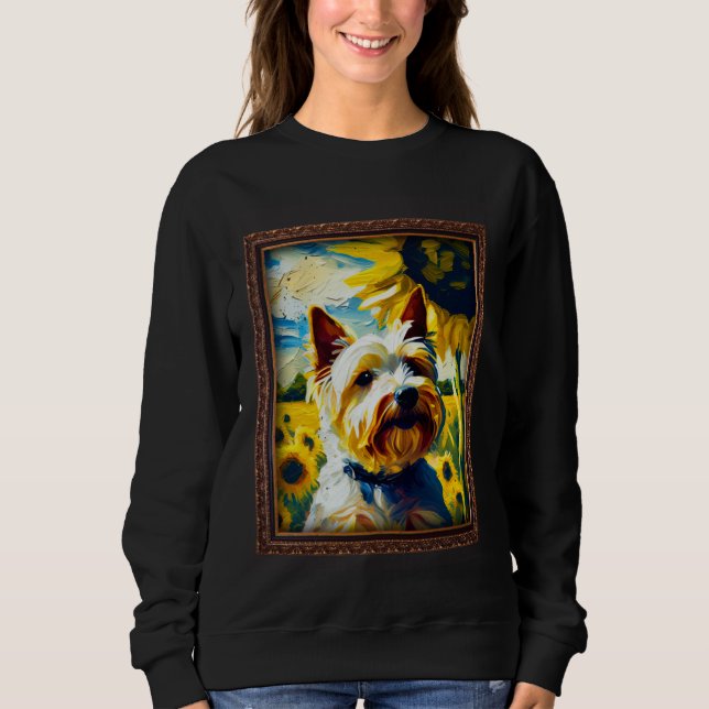 Biewer Terrier Painting Sunflower Flower Mom Women Sweatshirt (Vorderseite)