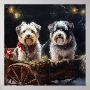 Biewer Terrier Schnee Schlitten Weihnachten Dekora Poster