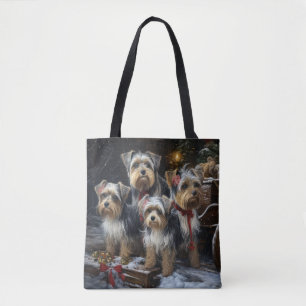 Biewer Terrier Schnee Schlitten Weihnachtsdekorati