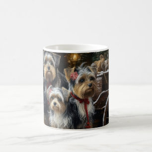 Biewer Terrier Schnee Schlitten Weihnachtsdekorati Kaffeetasse