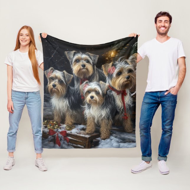 Biewer Terrier Snowy Sleigh Weihnachtsdekor Fleecedecke (Beispiel)