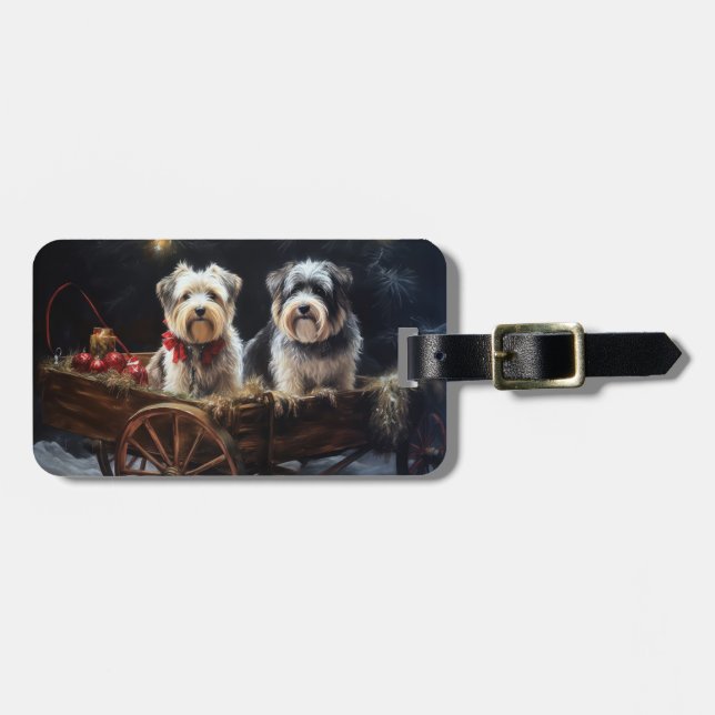 Biewer Terrier Snowy Sleigh Weihnachtsdekor Gepäckanhänger (Vorderseite horizontal)