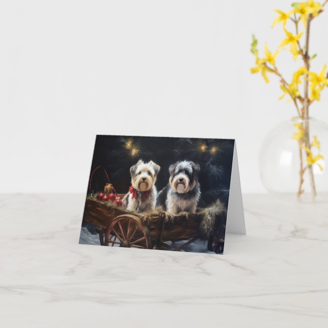 Biewer Terrier Snowy Sleigh Weihnachtsdekor Karte (Gelbe Blume)