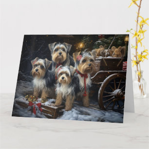 Biewer Terrier Snowy Sleigh Weihnachtsdekor Karte