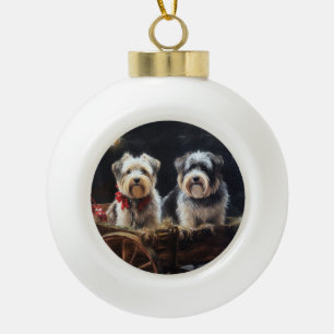 Biewer Terrier Snowy Sleigh Weihnachtsdekor Keramik Kugel-Ornament