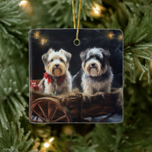 Biewer Terrier Snowy Sleigh Weihnachtsdekor Keramikornament