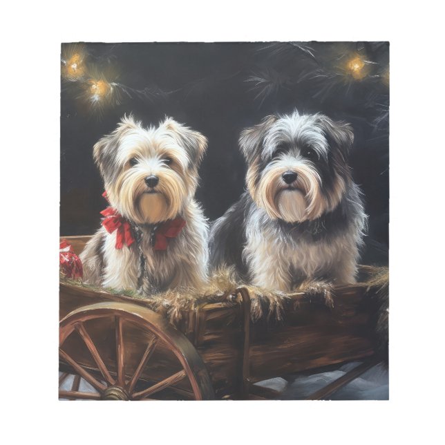 Biewer Terrier Snowy Sleigh Weihnachtsdekor Notizblock (Vorderseite)
