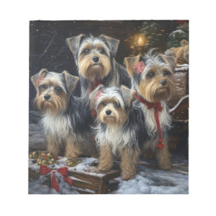 Biewer Terrier Snowy Sleigh Weihnachtsdekor Notizblock