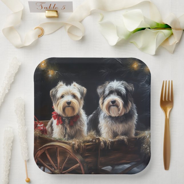 Biewer Terrier Snowy Sleigh Weihnachtsdekor Pappteller (Hochzeit)