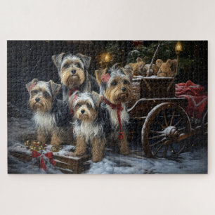 Biewer Terrier Snowy Sleigh Weihnachtsdekor Puzzle