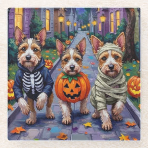 Biewer Terrier Trick-or-Treating Halloween-Kostüm Glasuntersetzer