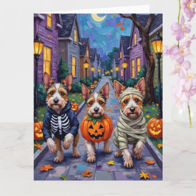 Biewer Terrier Trick-or-Treating Halloween-Kostüm Karte (Orchidee)