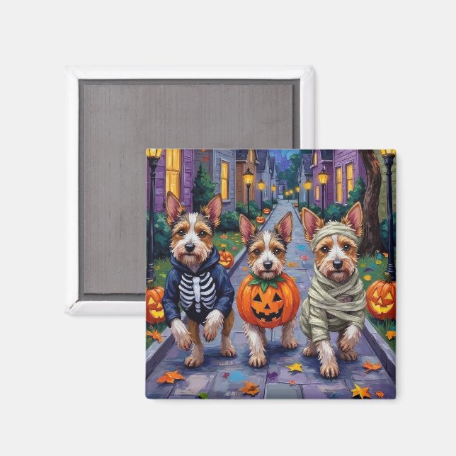 Biewer Terrier Trick-or-Treating Halloween-Kostüm Magnet (Vorderseite/Rückseite)